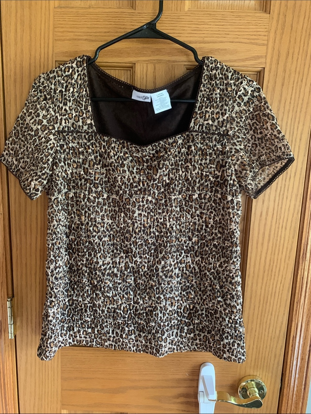 East 5th Brown Leopard Print Short Sleeve Top